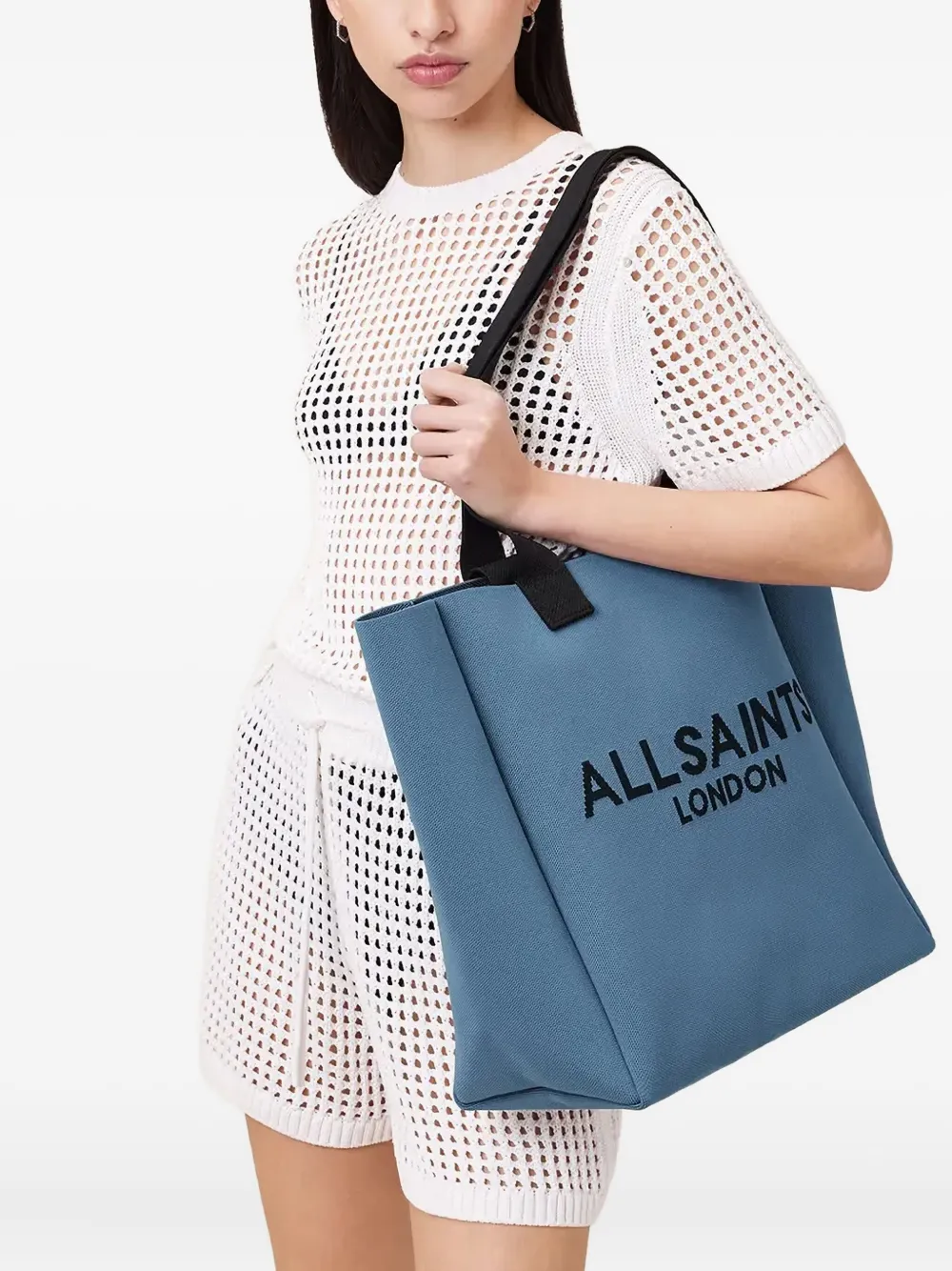 AllSaints Izzy logo-detail tote bag - Blauw