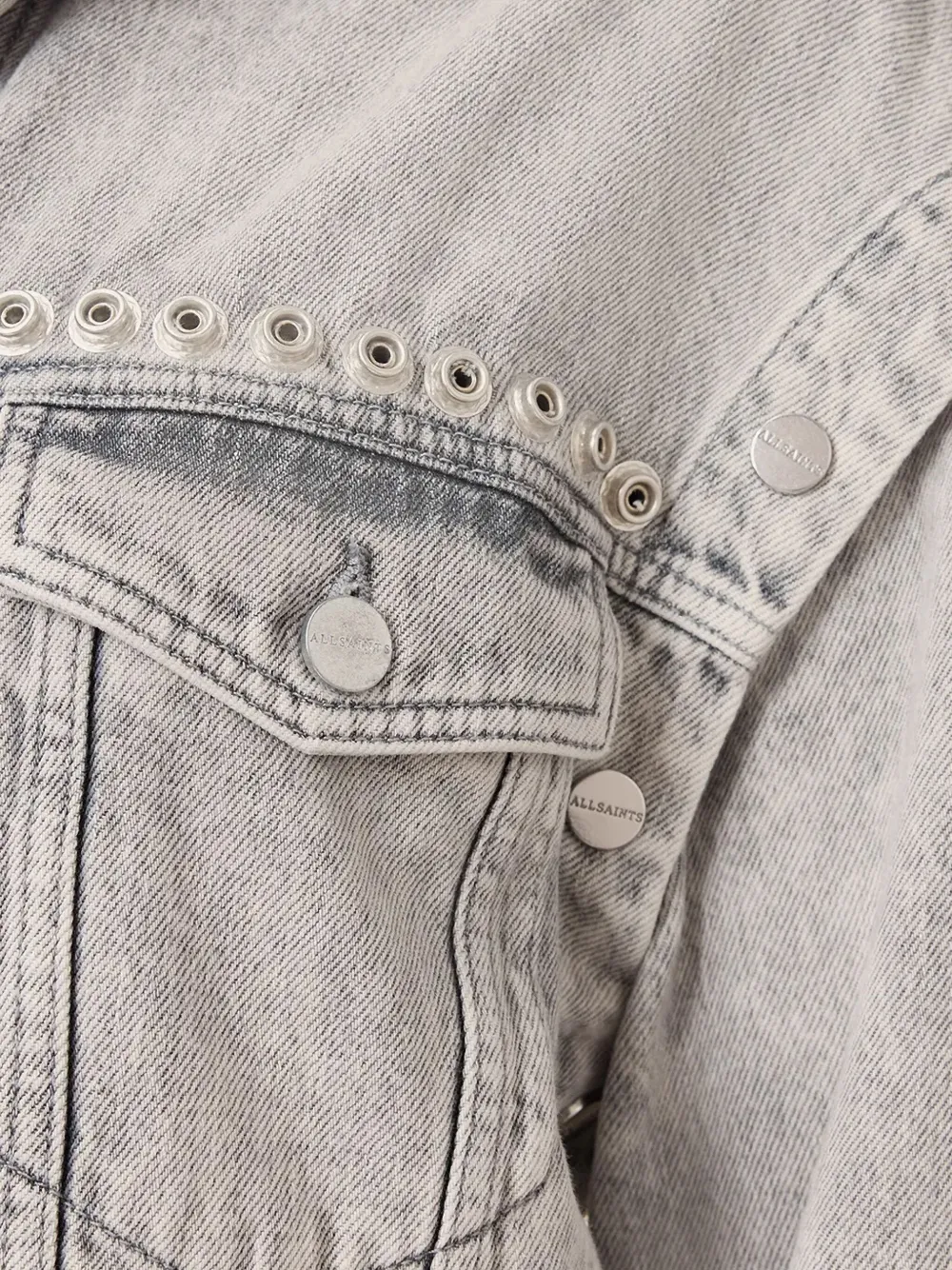 AllSaints Spijkerjack verfraaid met ringlets Grijs