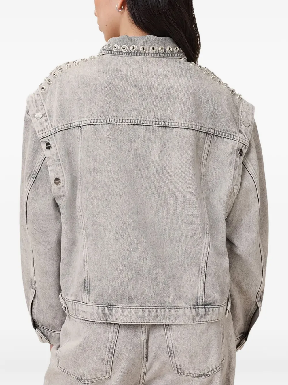 AllSaints Spijkerjack verfraaid met ringlets Grijs