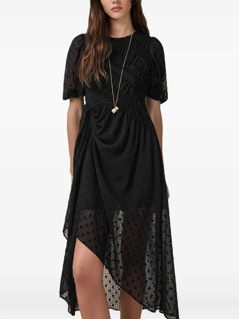 AllSaints Serene puff-sleeve textured midi dress