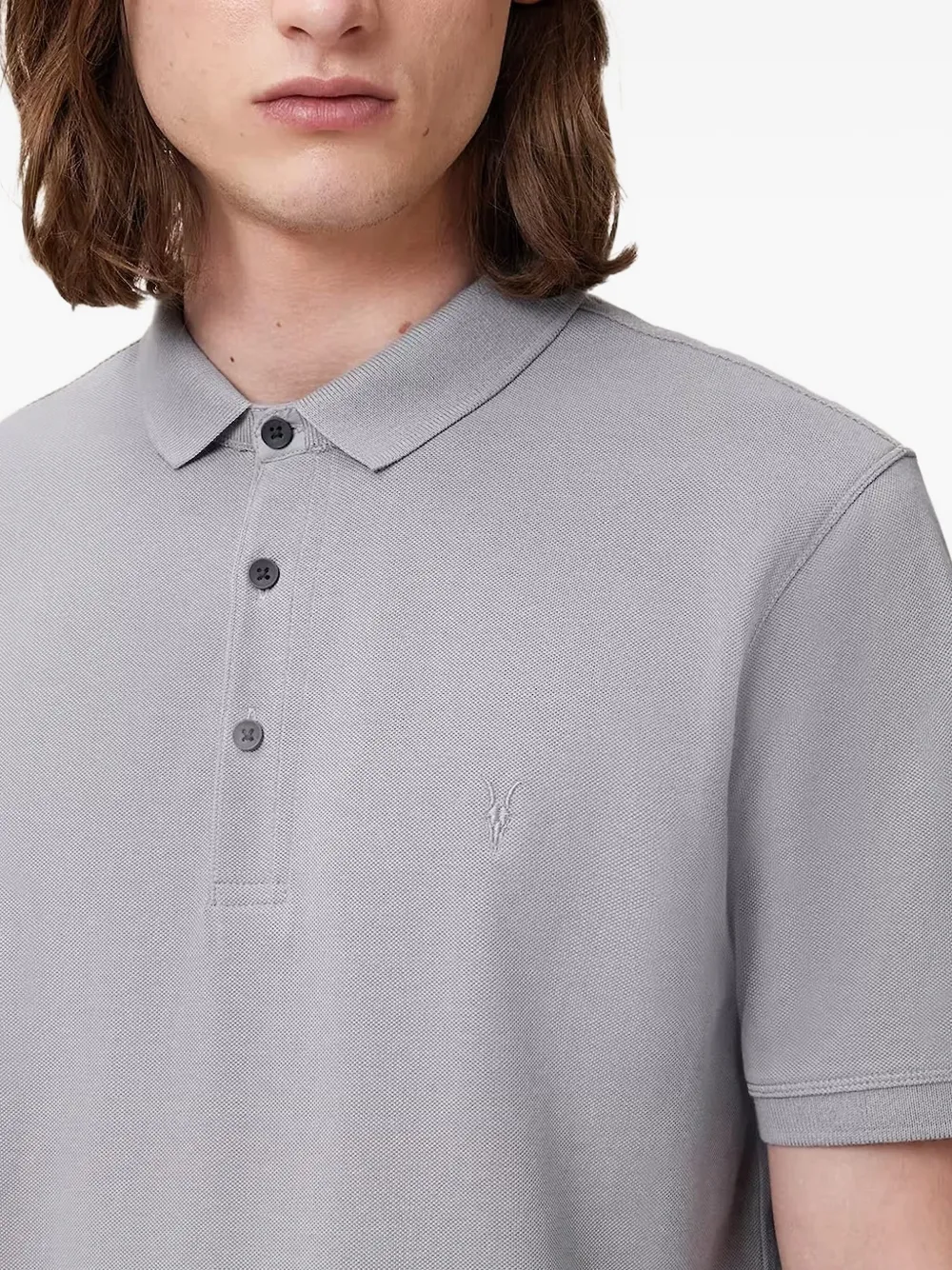 AllSaints Poloshirt met geborduurd logo Grijs
