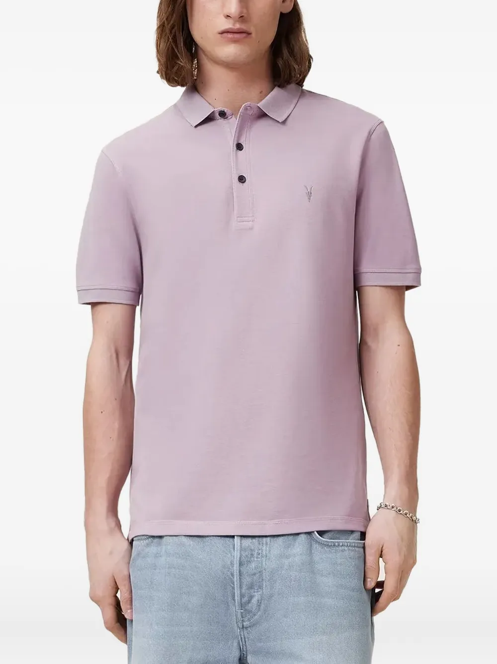 AllSaints Poloshirt met geborduurd logo Grijs