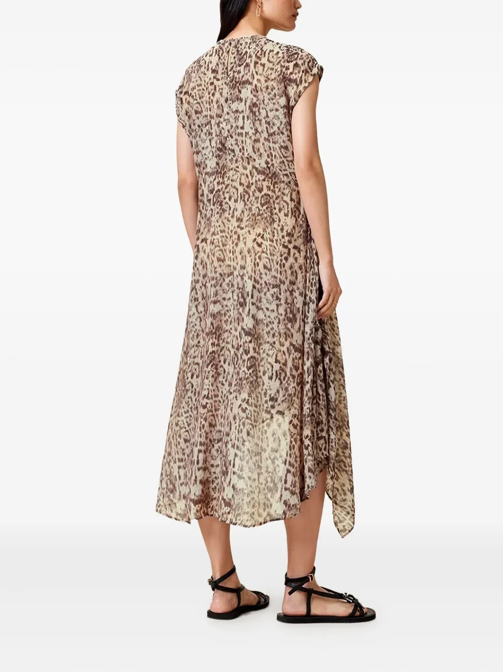 AllSaints leopard print asymmetric dress - Bruin
