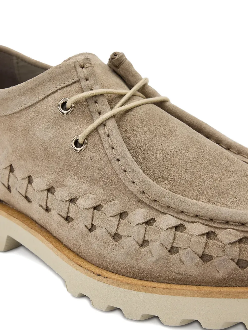 AllSaints Skiff woven suede derby shoes Neutrals