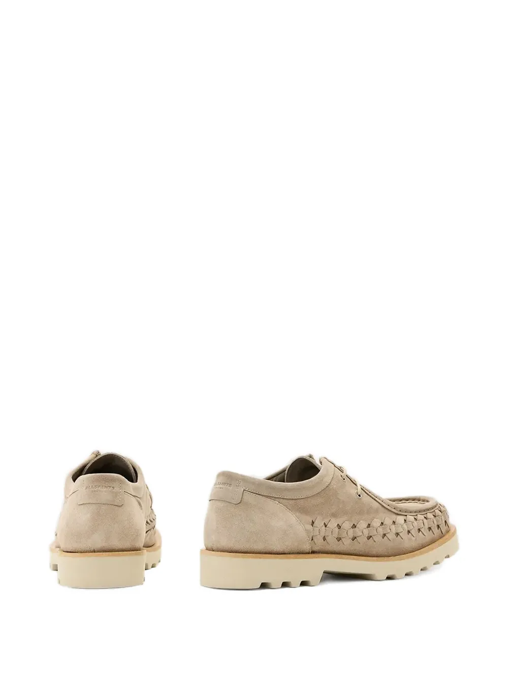 AllSaints Skiff woven suede derby shoes Neutrals