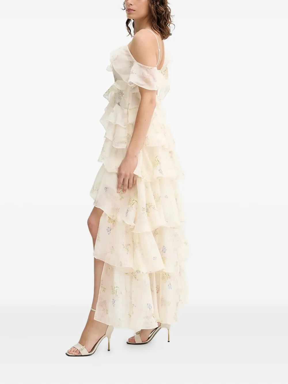 AllSaints floral-print ruffled dress - Beige