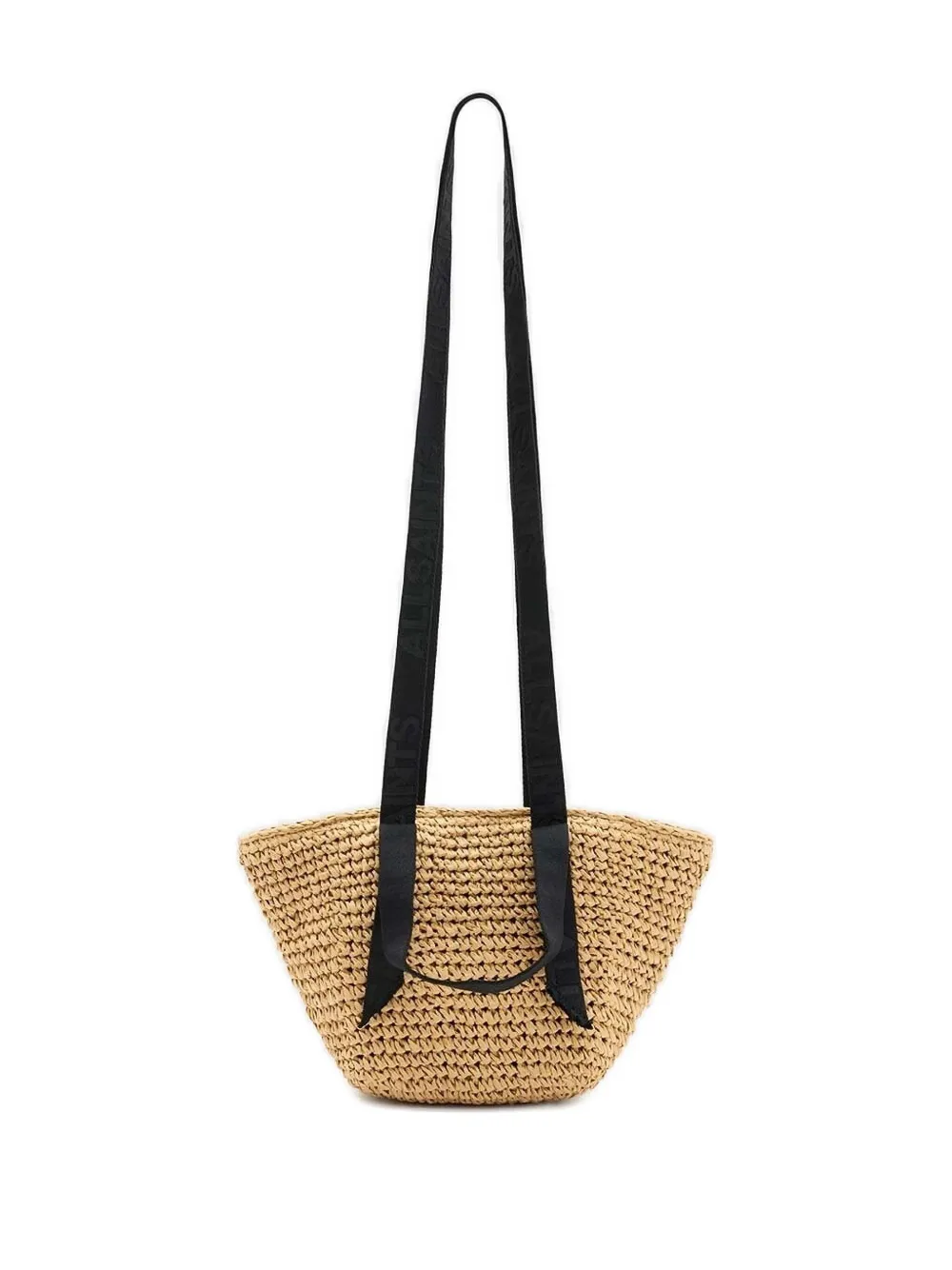 AllSaints Celayne mini-tas met geweven textuur en handvat Beige