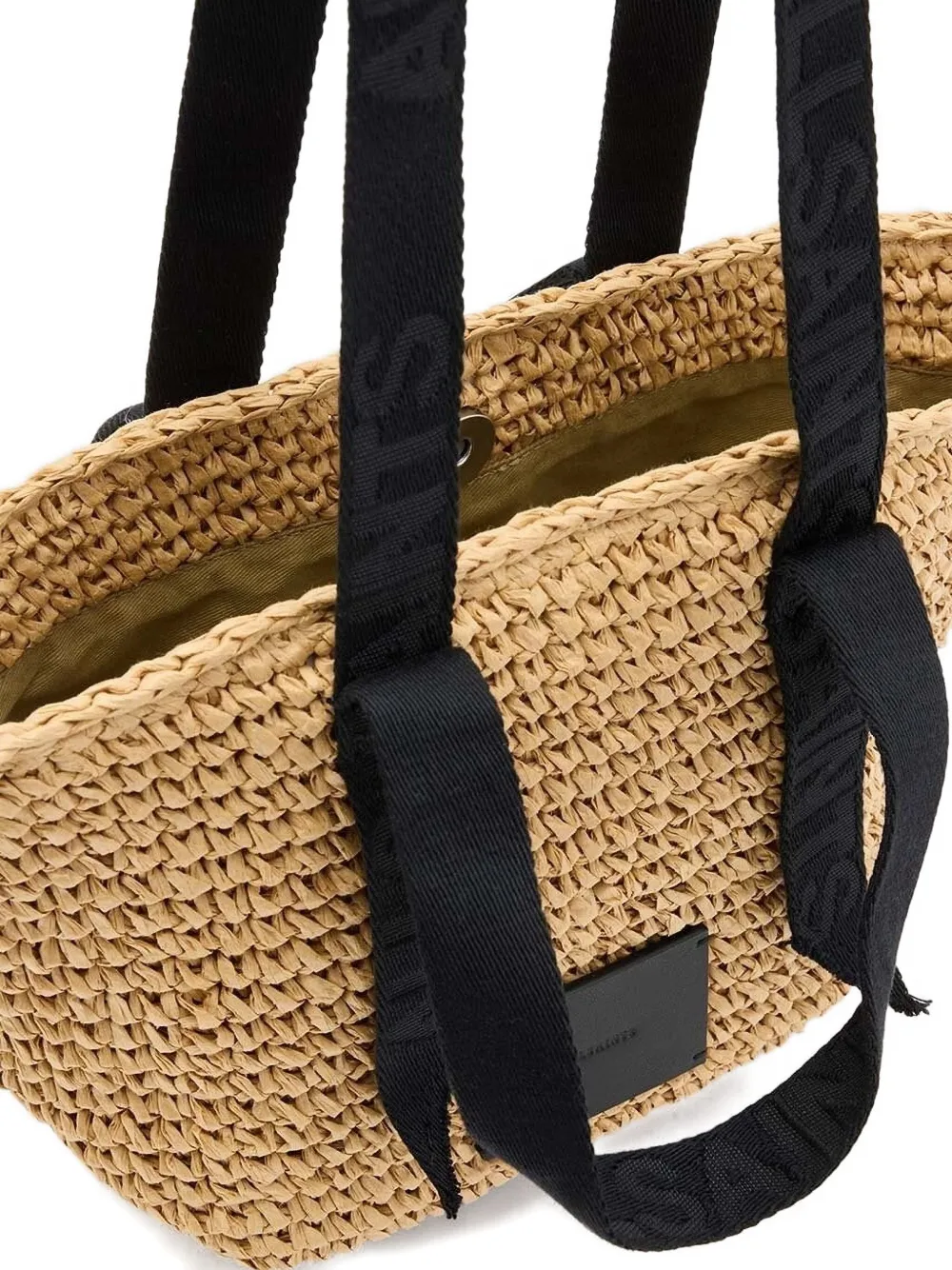 AllSaints Celayne mini-tas met geweven textuur en handvat Beige