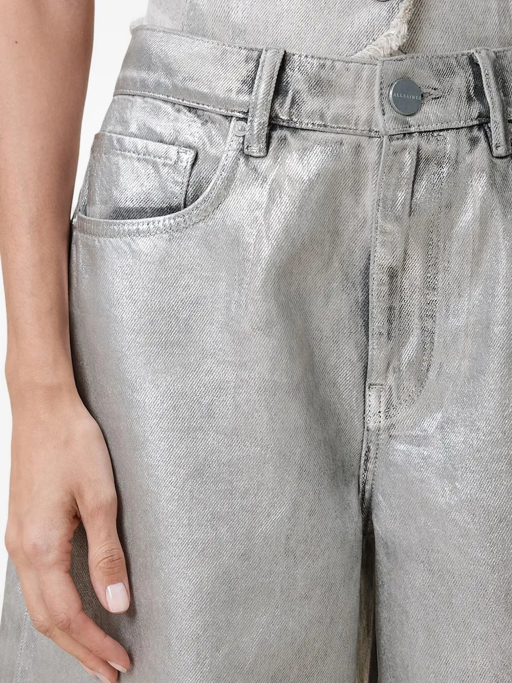 AllSaints metallic-effect shorts Zilver