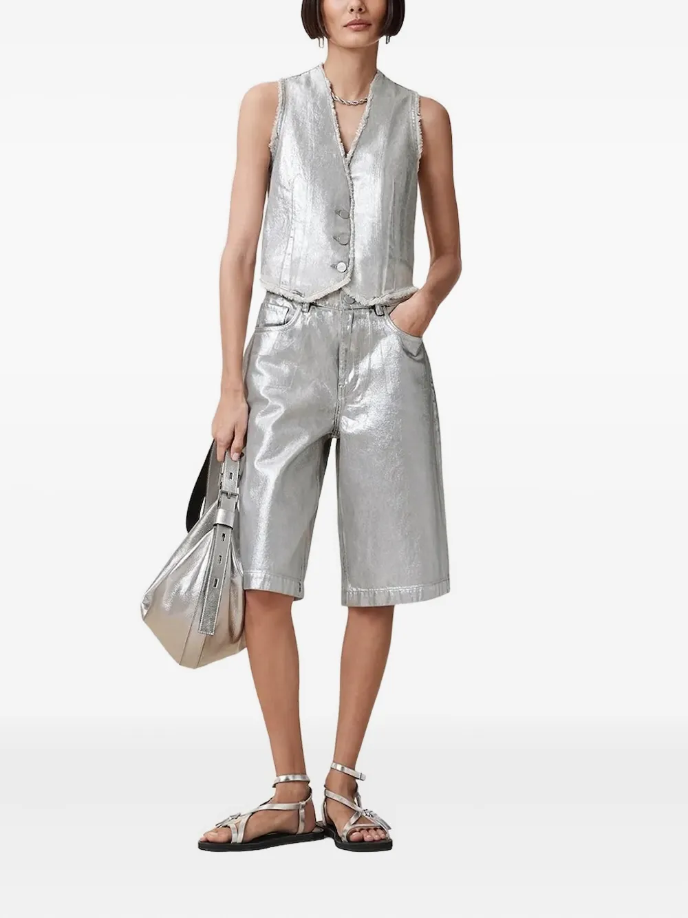 AllSaints metallic-effect shorts | Knee-Length Shorts | Image 2