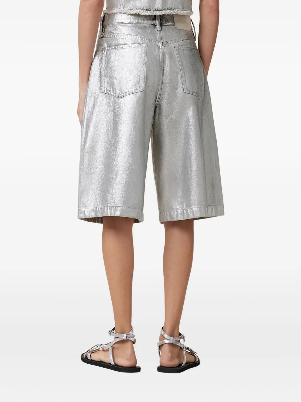 AllSaints metallic-effect shorts Zilver