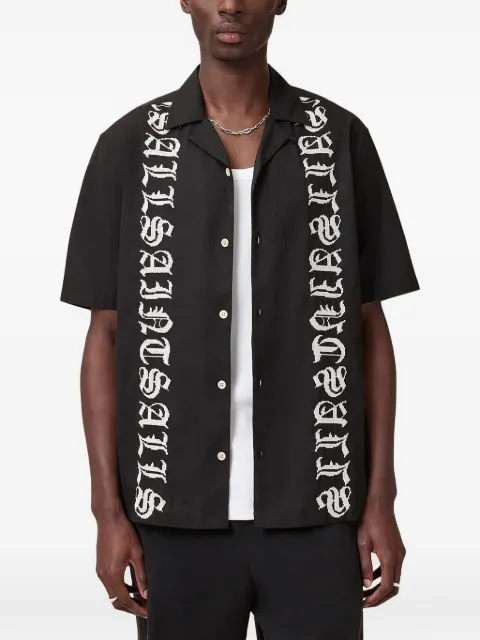 AllSaints script embroidery short-sleeve shirt