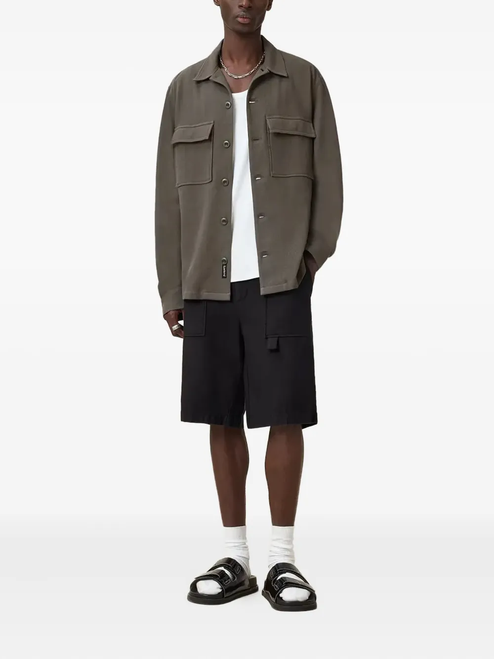 AllSaints Talbot cargo shorts met knoopsluiting - Zwart