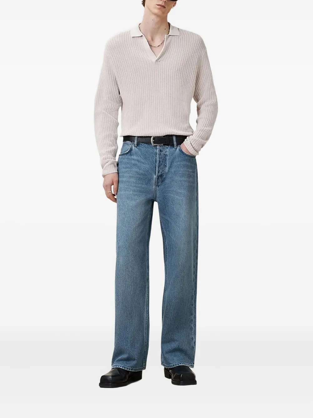 AllSaints ribbed polo-neck sweater - Beige