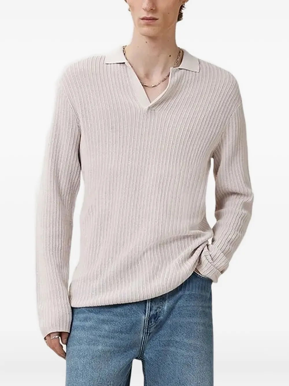 AllSaints ribbed polo-neck sweater Beige
