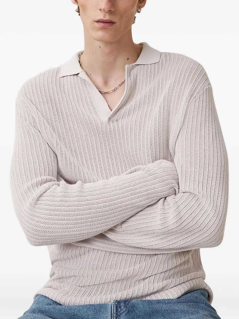 AllSaints ribbed polo-neck sweater Beige