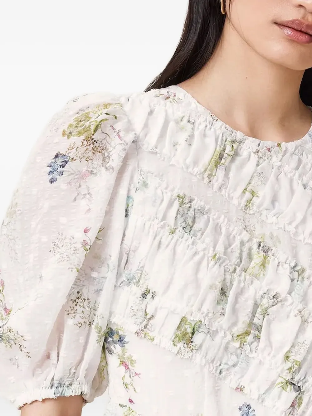 AllSaints Gesmockte jurk met bloemenprint Wit