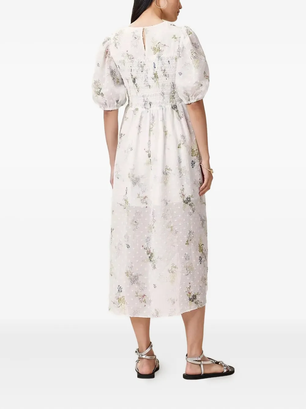 AllSaints Gesmockte jurk met bloemenprint - Wit