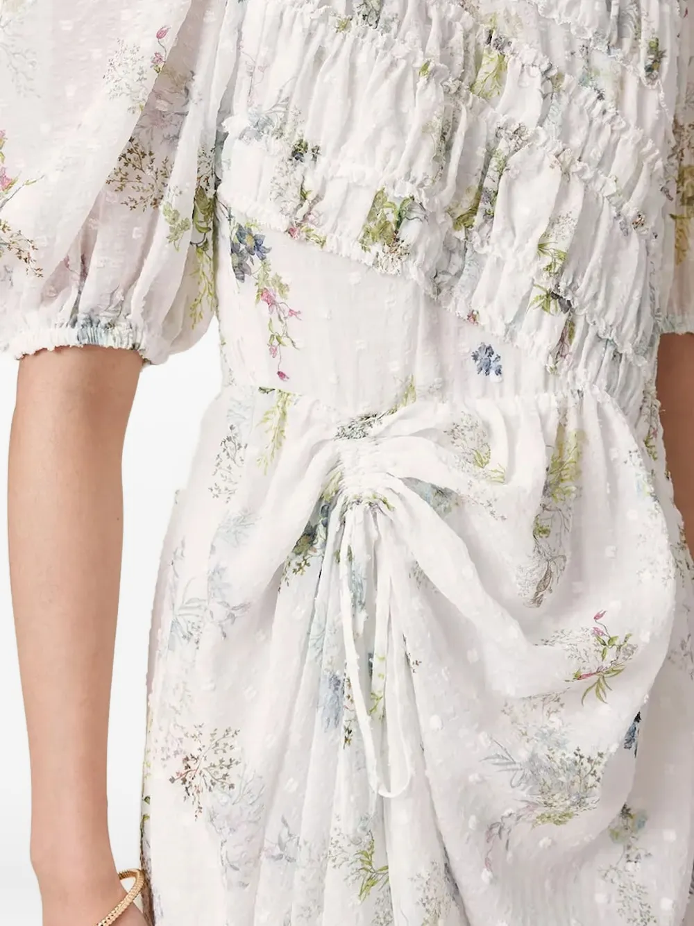 AllSaints Gesmockte jurk met bloemenprint Wit