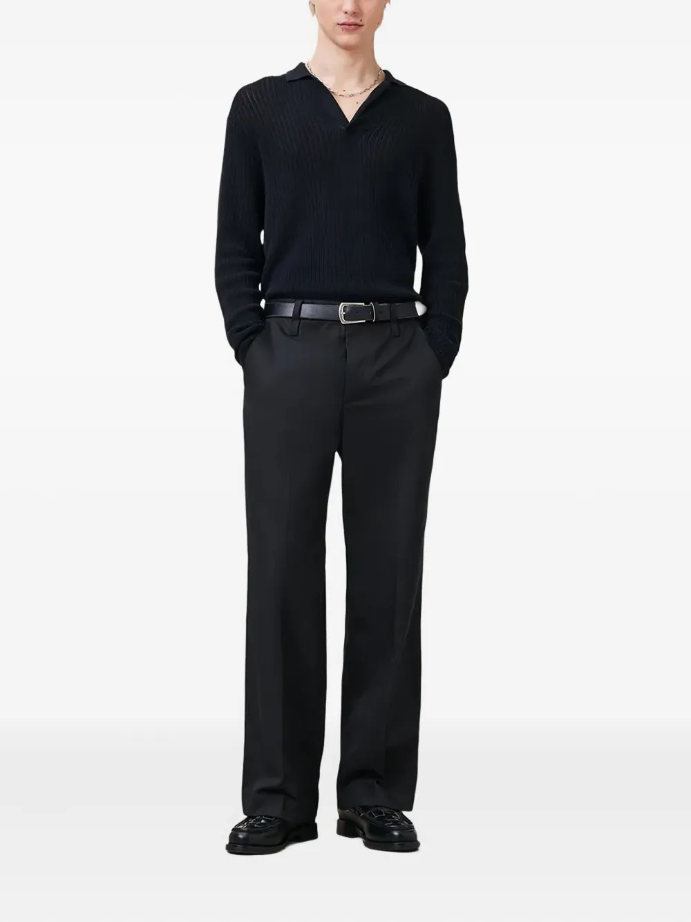 AllSaints Pantalon met platte voorkant - Zwart