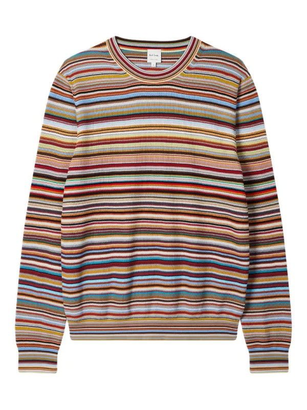 ポールスミス 伊製 定価8,8万 タートルネックニット マルチストライプ柄 Ｍ Paul Smith（ポールスミス）の「プレッピーストライプ クルー