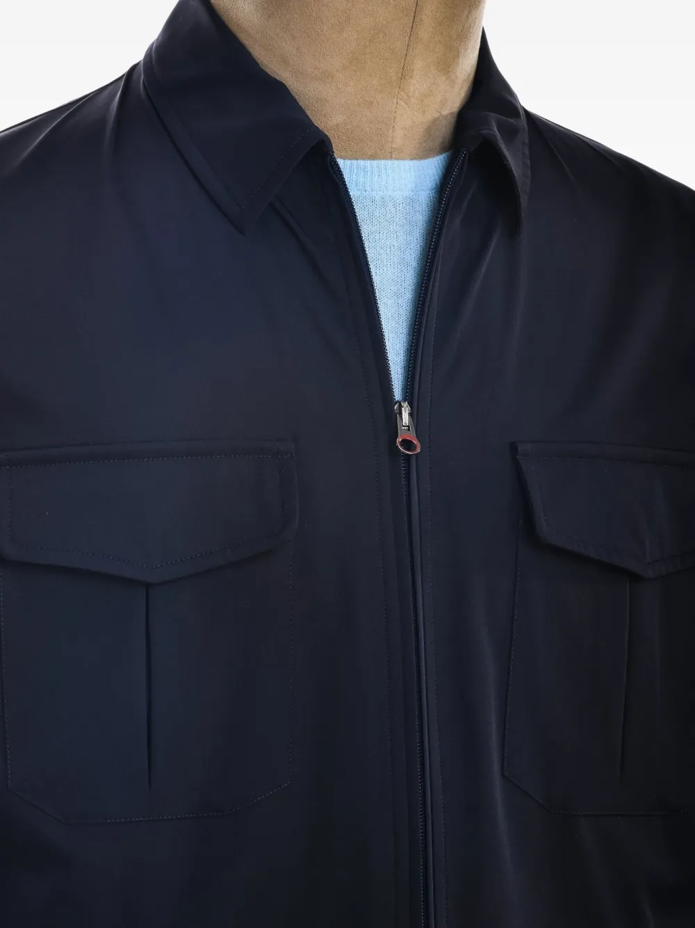 Kiton Kired zip-up flap-pocket jacket Blauw