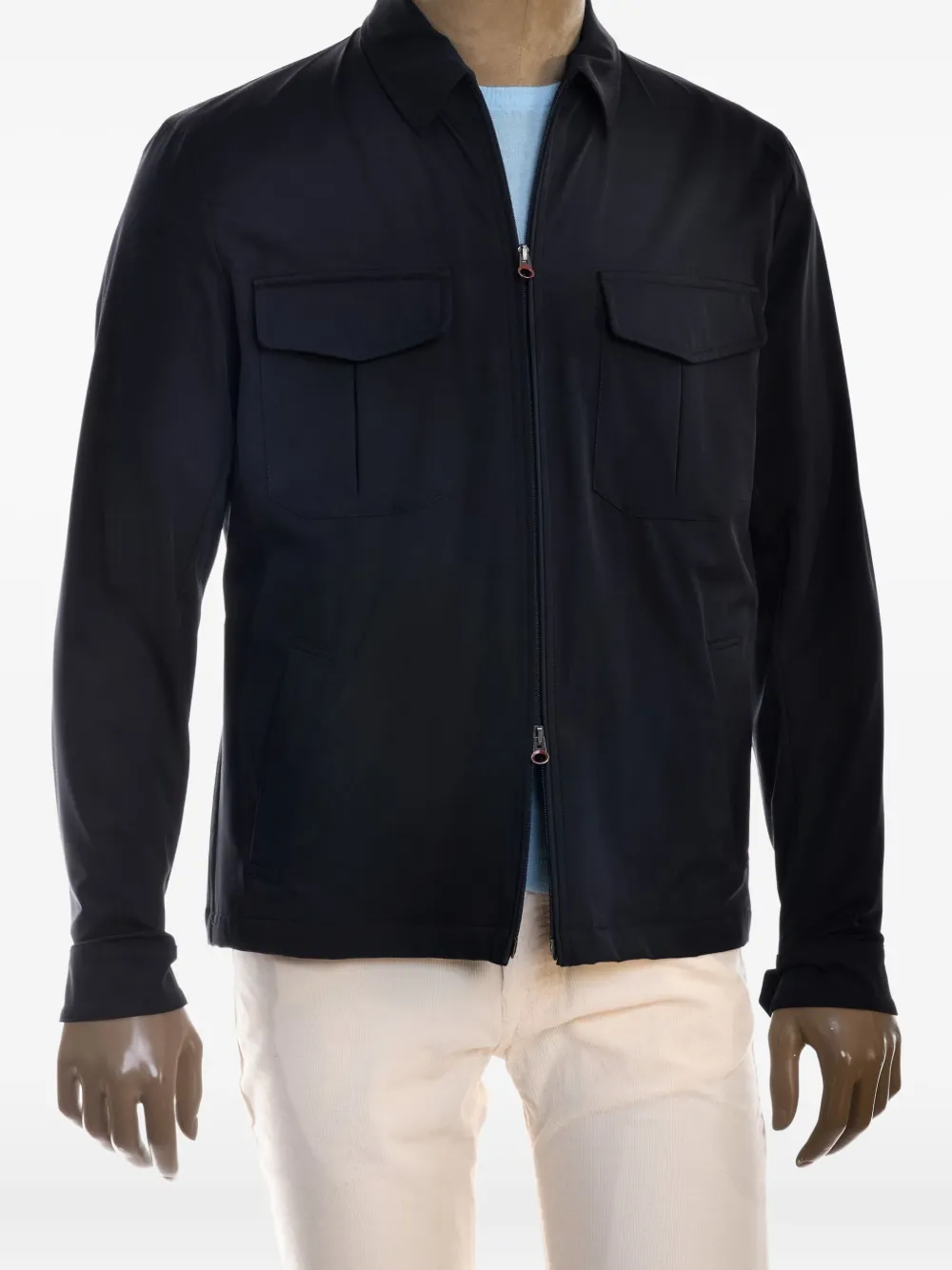 Kiton Kired zip-up flap-pocket jacket Blauw