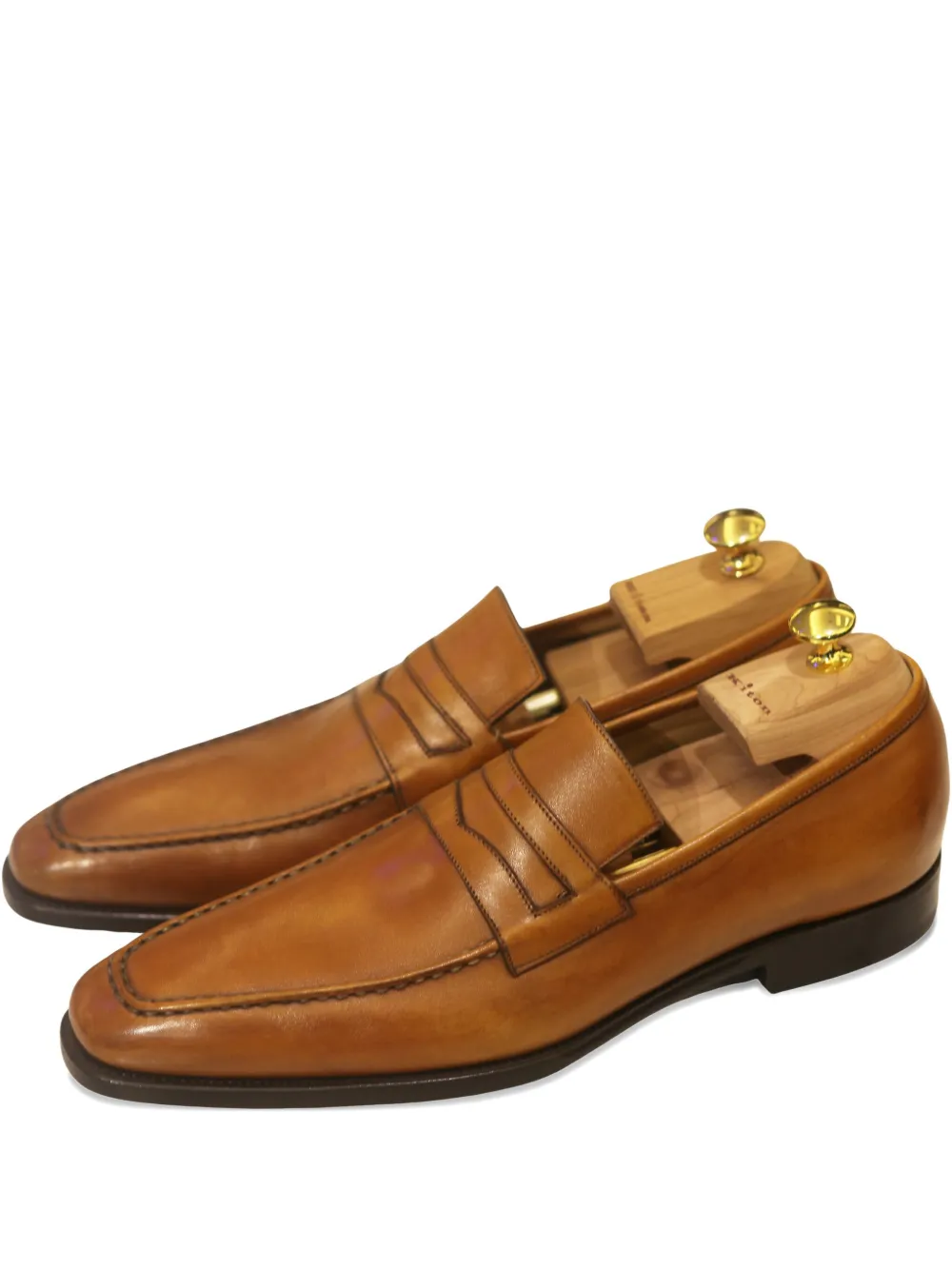 Kiton leather penny loafers Brown