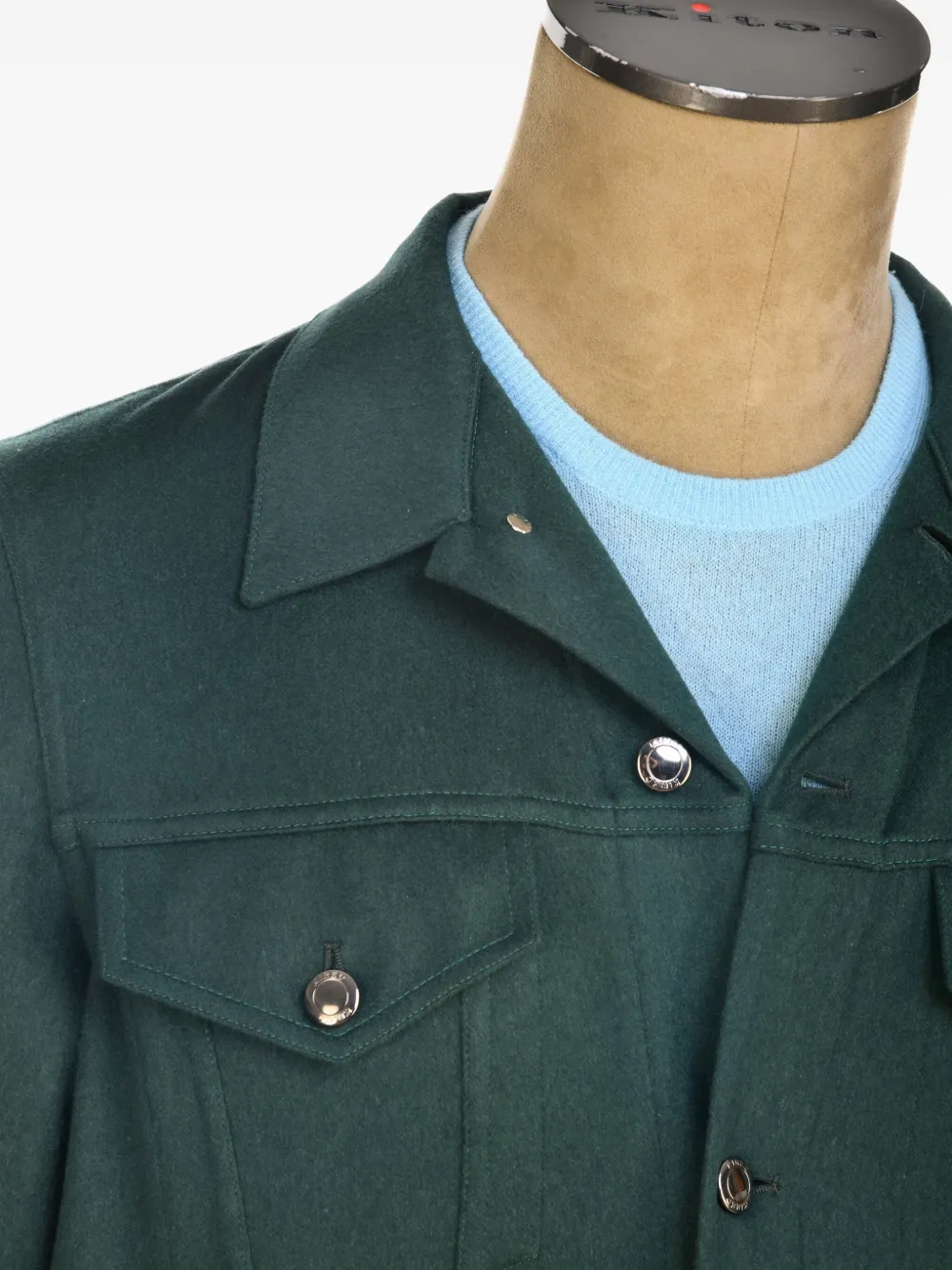 Kiton Kasjmier bomberjack met knopen Groen