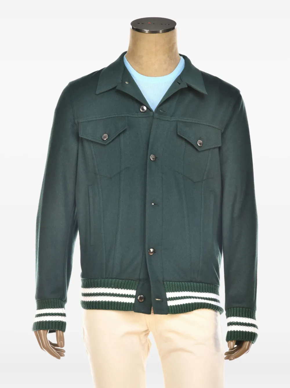 Kiton cashmere buttoned bomber jacket Groen