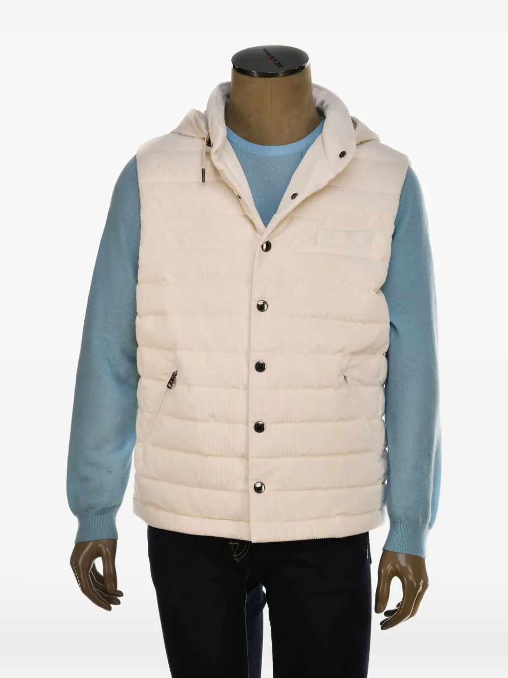 Kiton Ribfluwelen spencer met capuchon Beige
