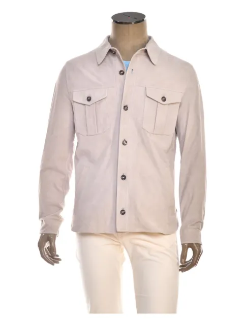 Kiton button-fastening leather shirt jacket