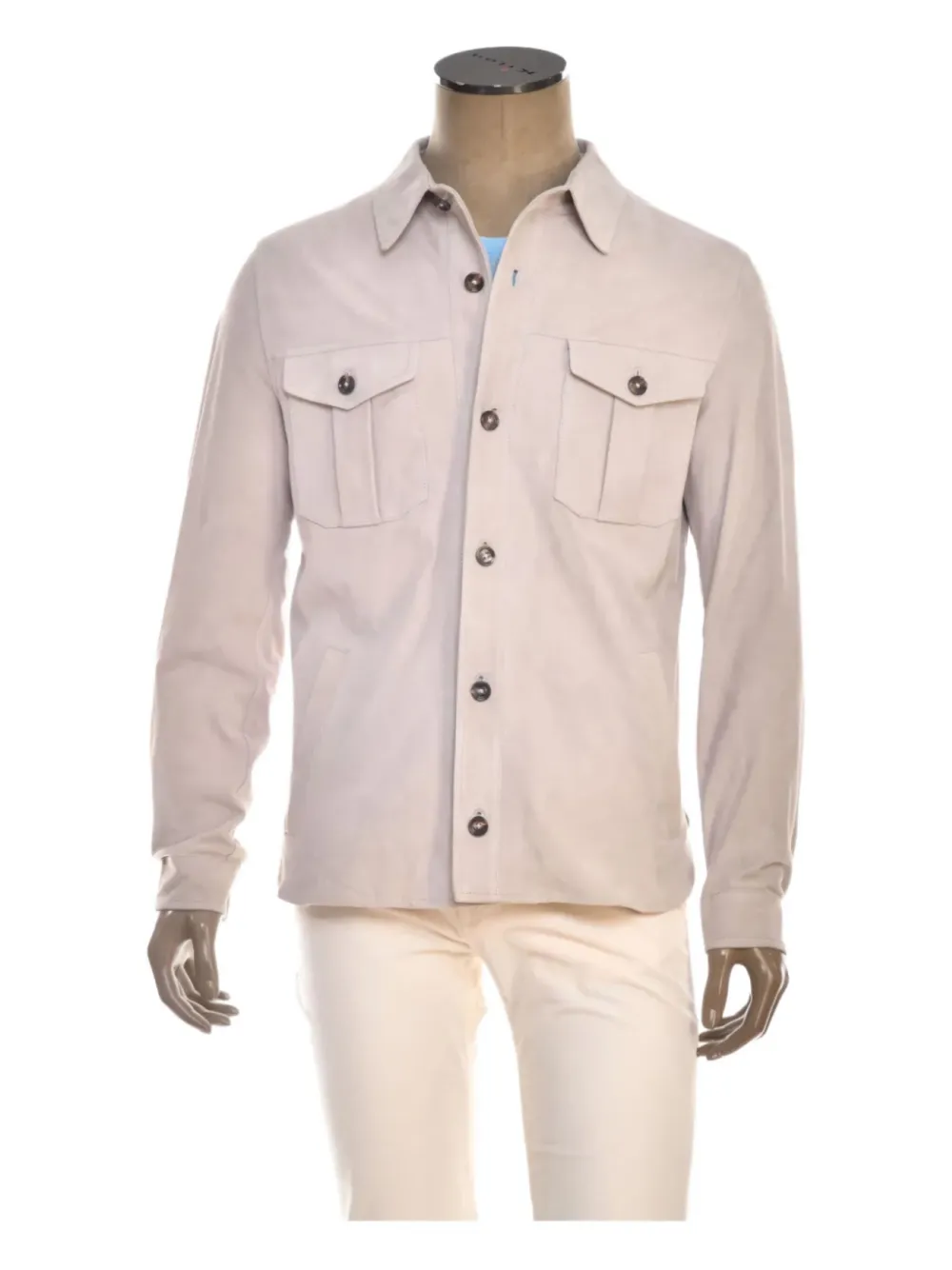 Kiton button-fastening leather shirt jacket - Toni neutri