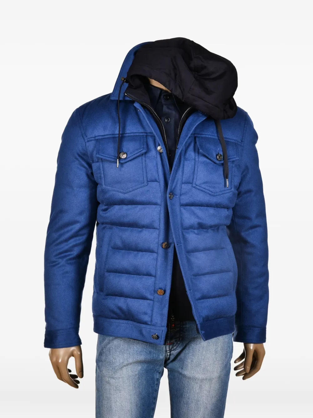Kiton Piumino trapuntato con cappuccio - Blu