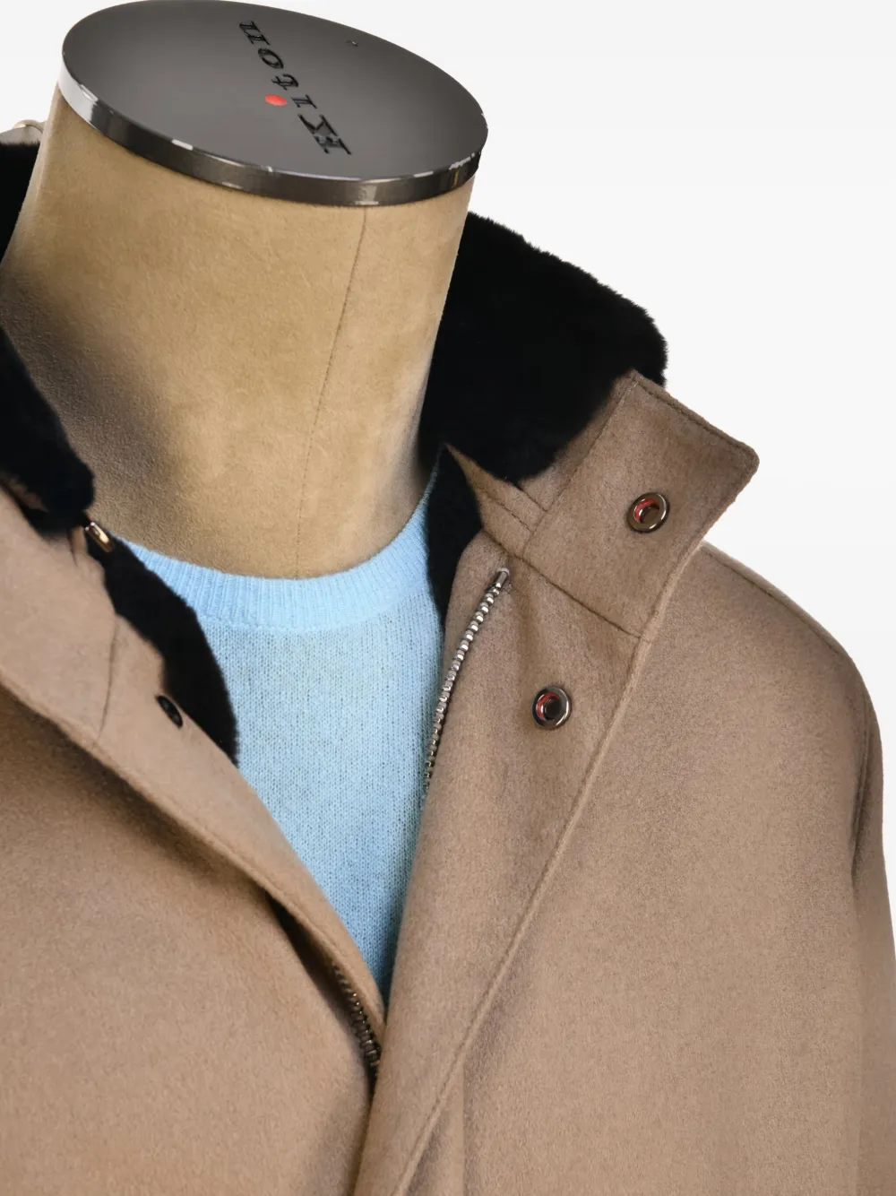 Kiton Kasjmier jas met enkele rij knopen Bruin