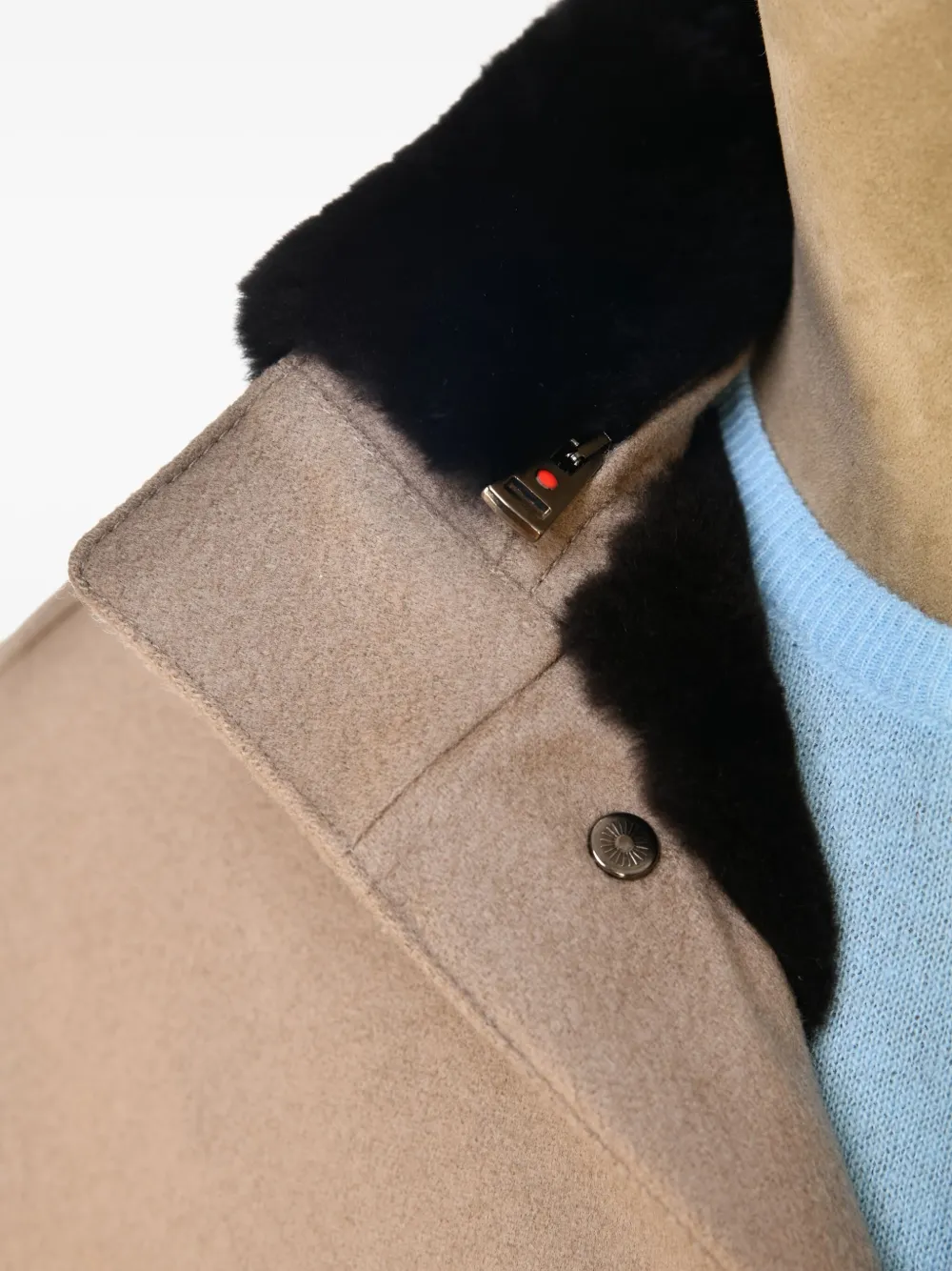 Kiton Kasjmier jas met enkele rij knopen Bruin