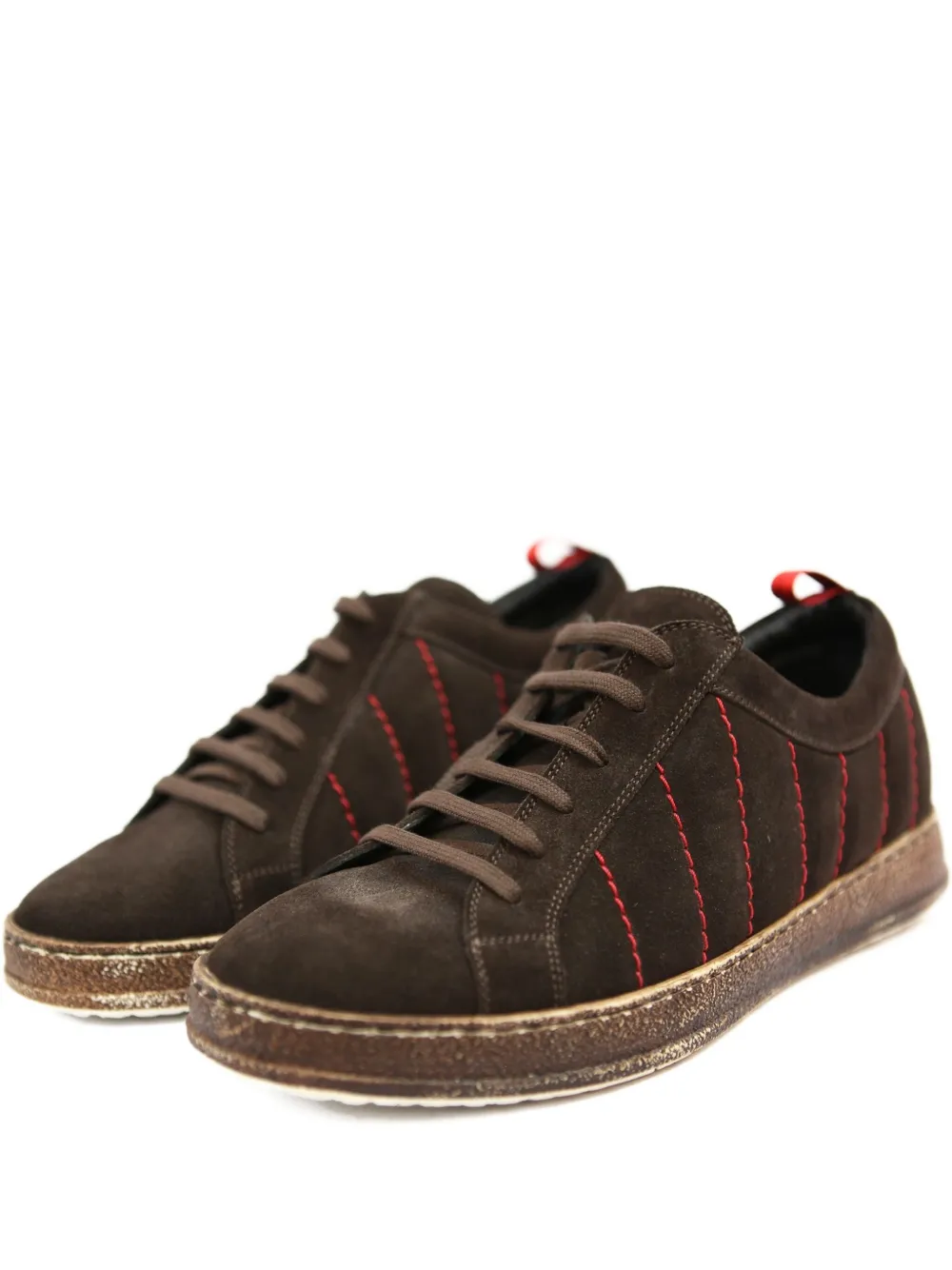 Kiton lace-up suede sneakers Brown