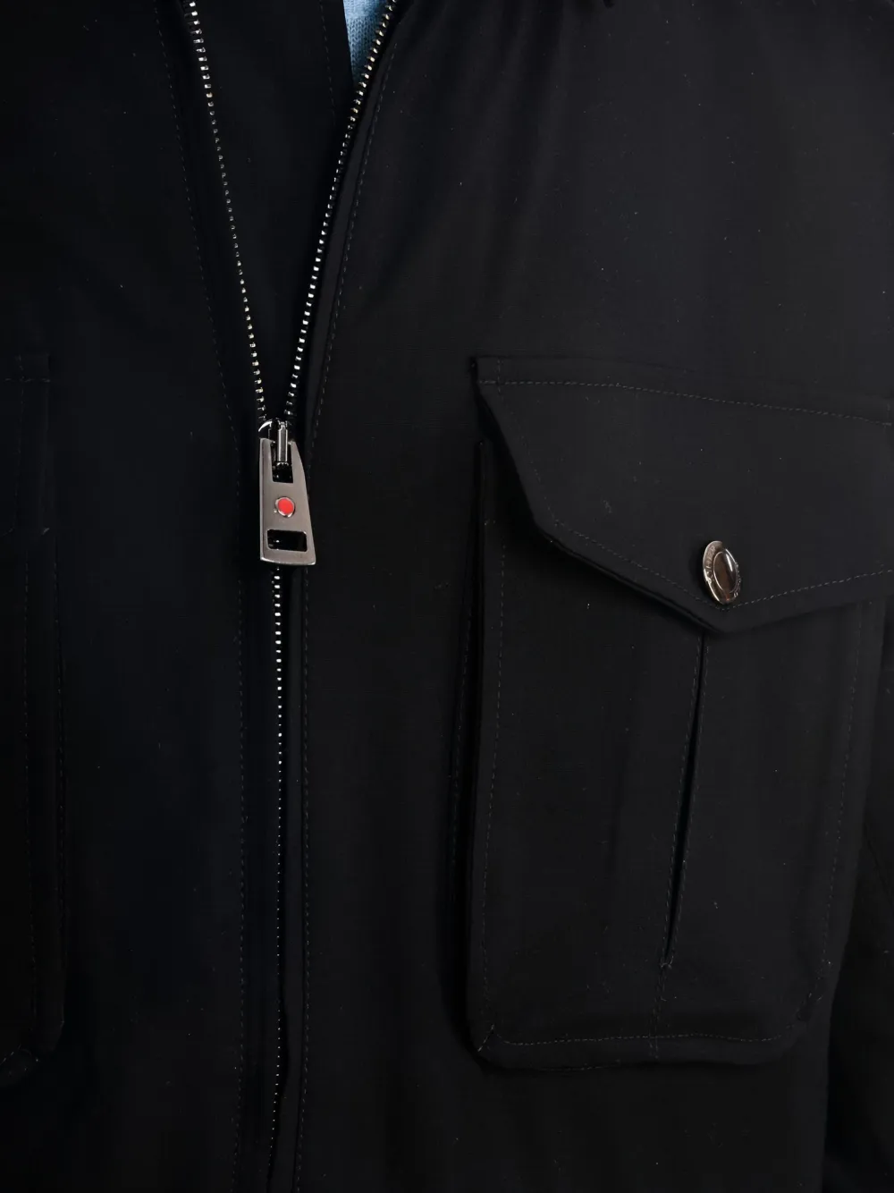 Kiton Shirtjack met klepzak en rits Zwart