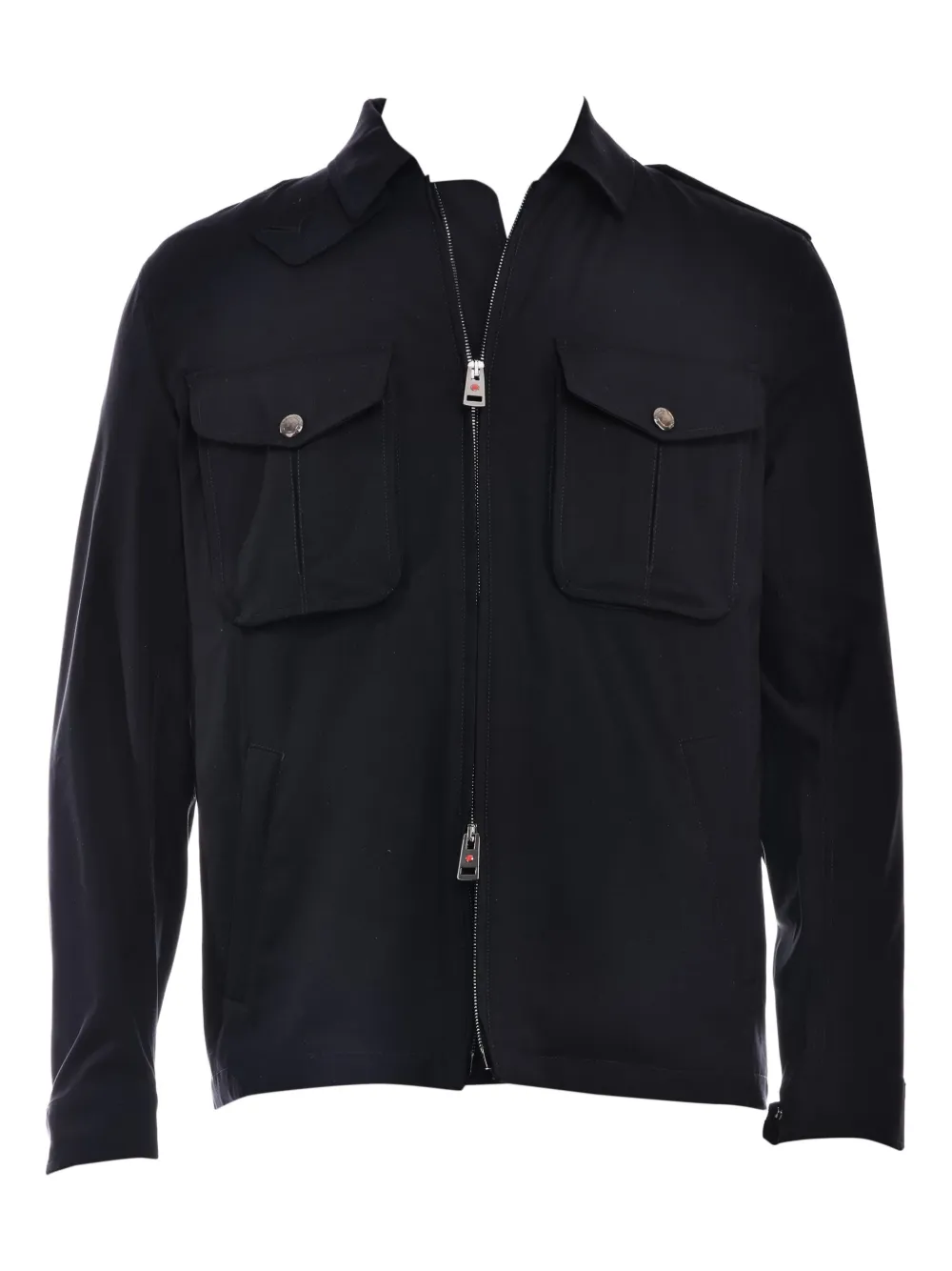 Kiton Shirtjack met klepzak en rits Zwart
