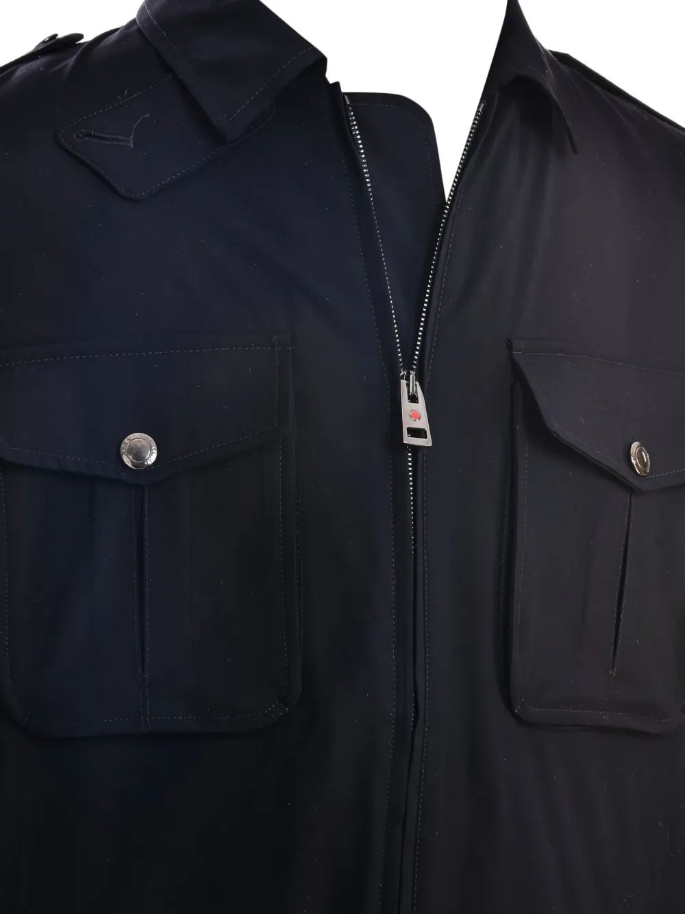 Kiton Shirtjack met klepzak en rits Zwart