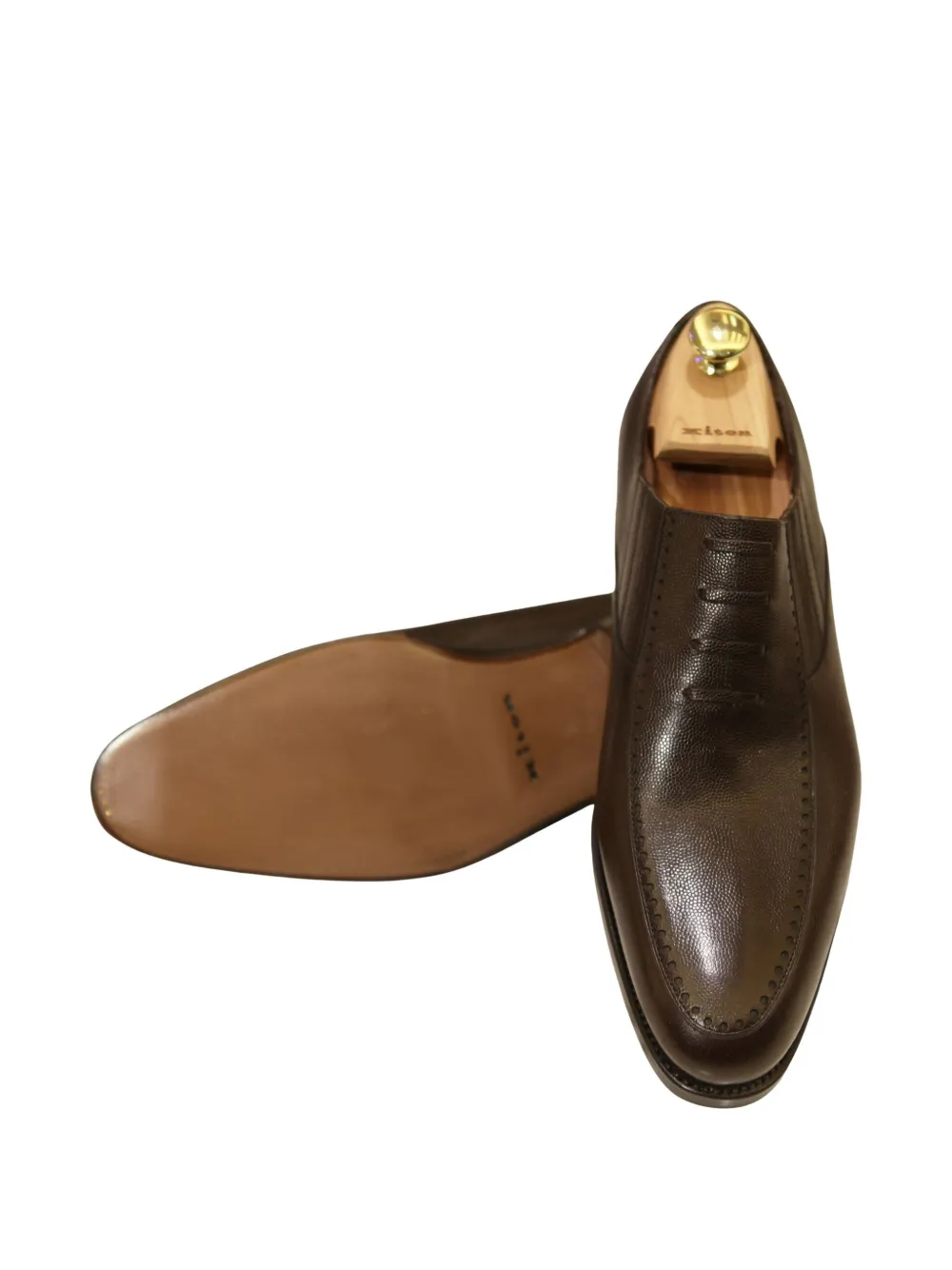 Kiton mock-lace leather oxford shoes Brown