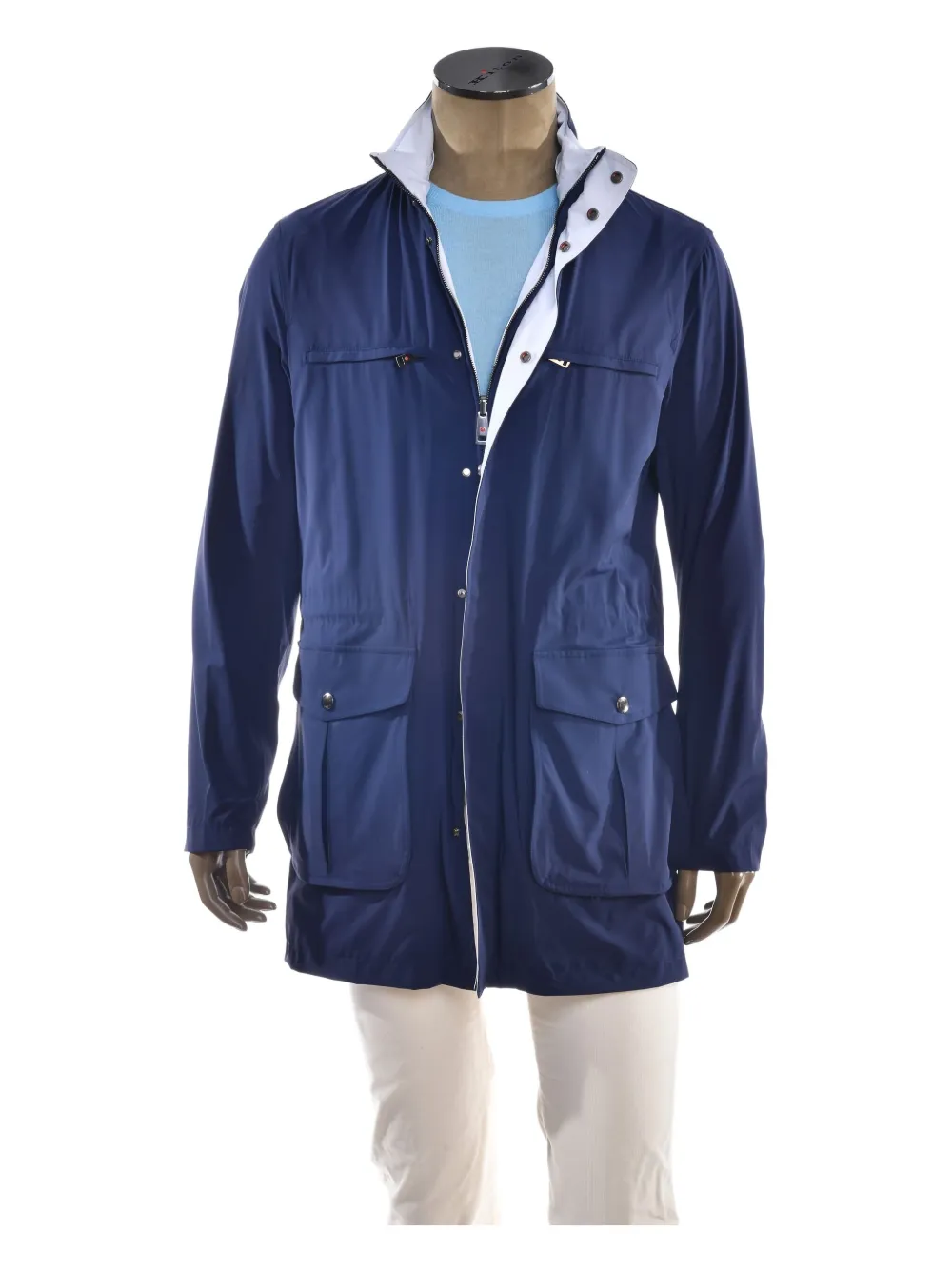 Kiton Omkeerbare regenjas Blauw