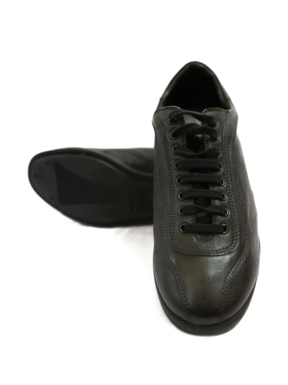 Kiton leather lace-up sneakers Brown