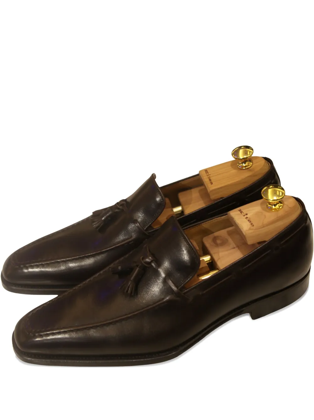 Kiton tassel leather loafers Brown