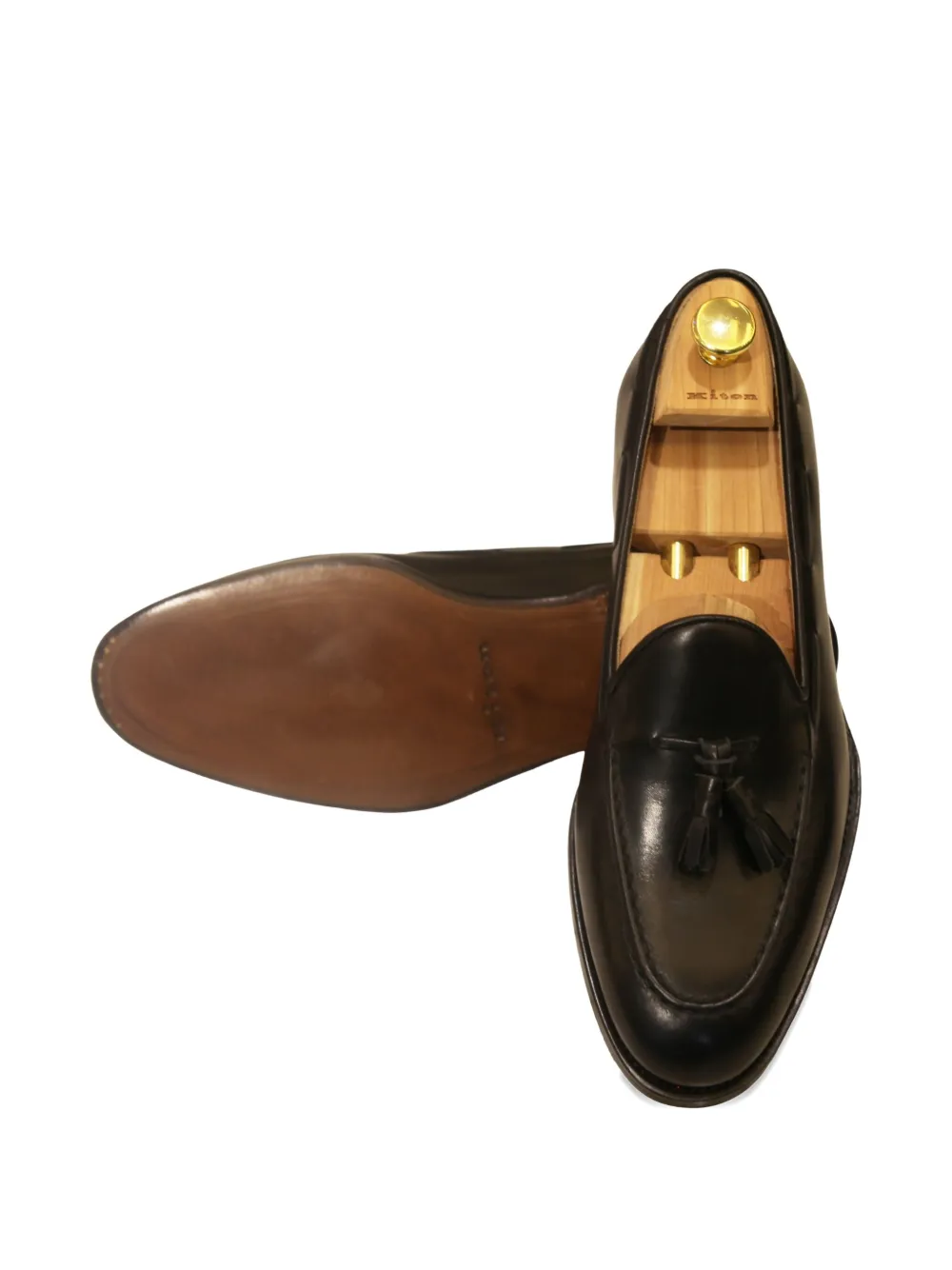 Kiton tassel leather loafers Brown