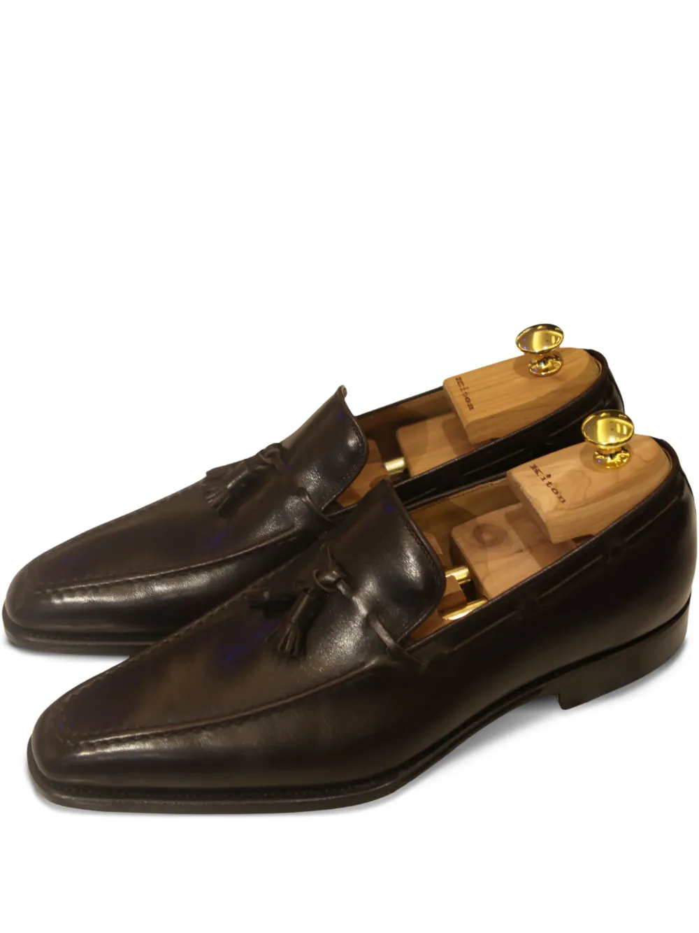 Kiton tassel leather loafers Brown