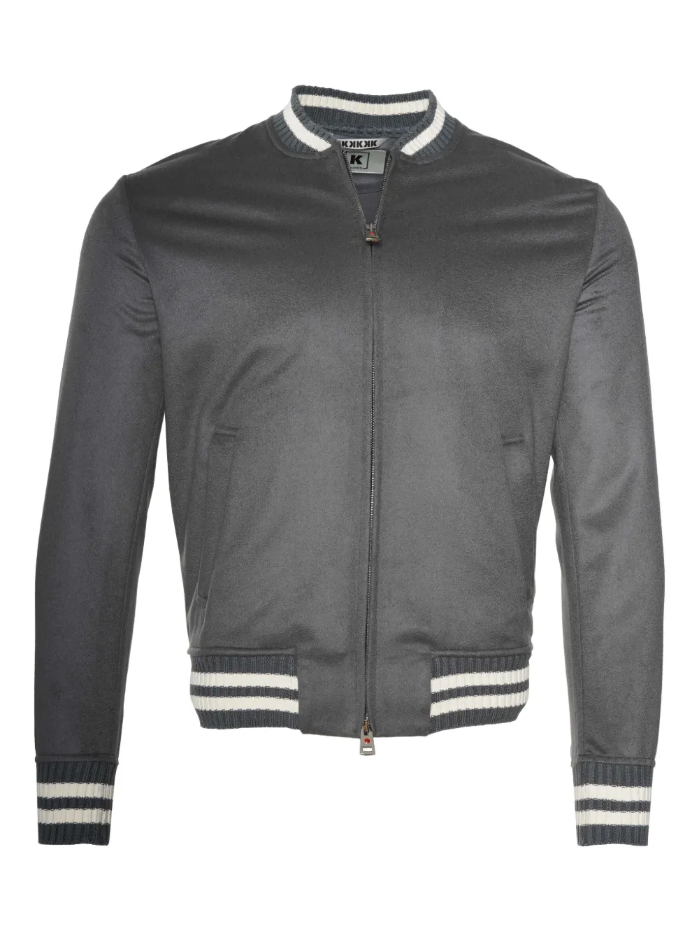 Kiton Didier ribbed-trim cashmere bomber jacket Grijs