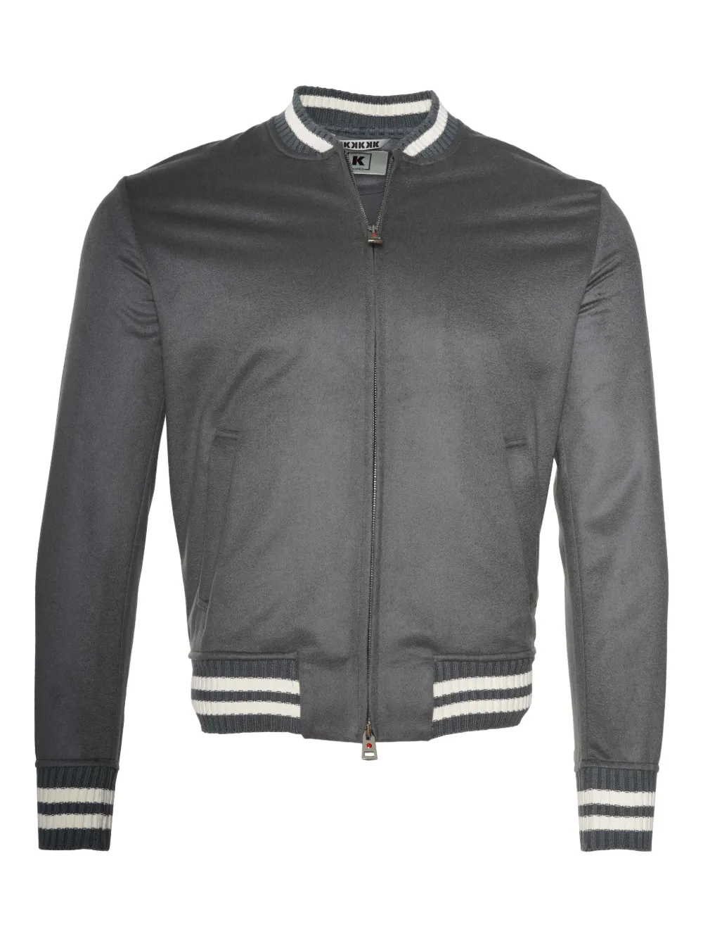 Kiton Didier ribbed-trim cashmere bomber jacket | Grey | Image 1