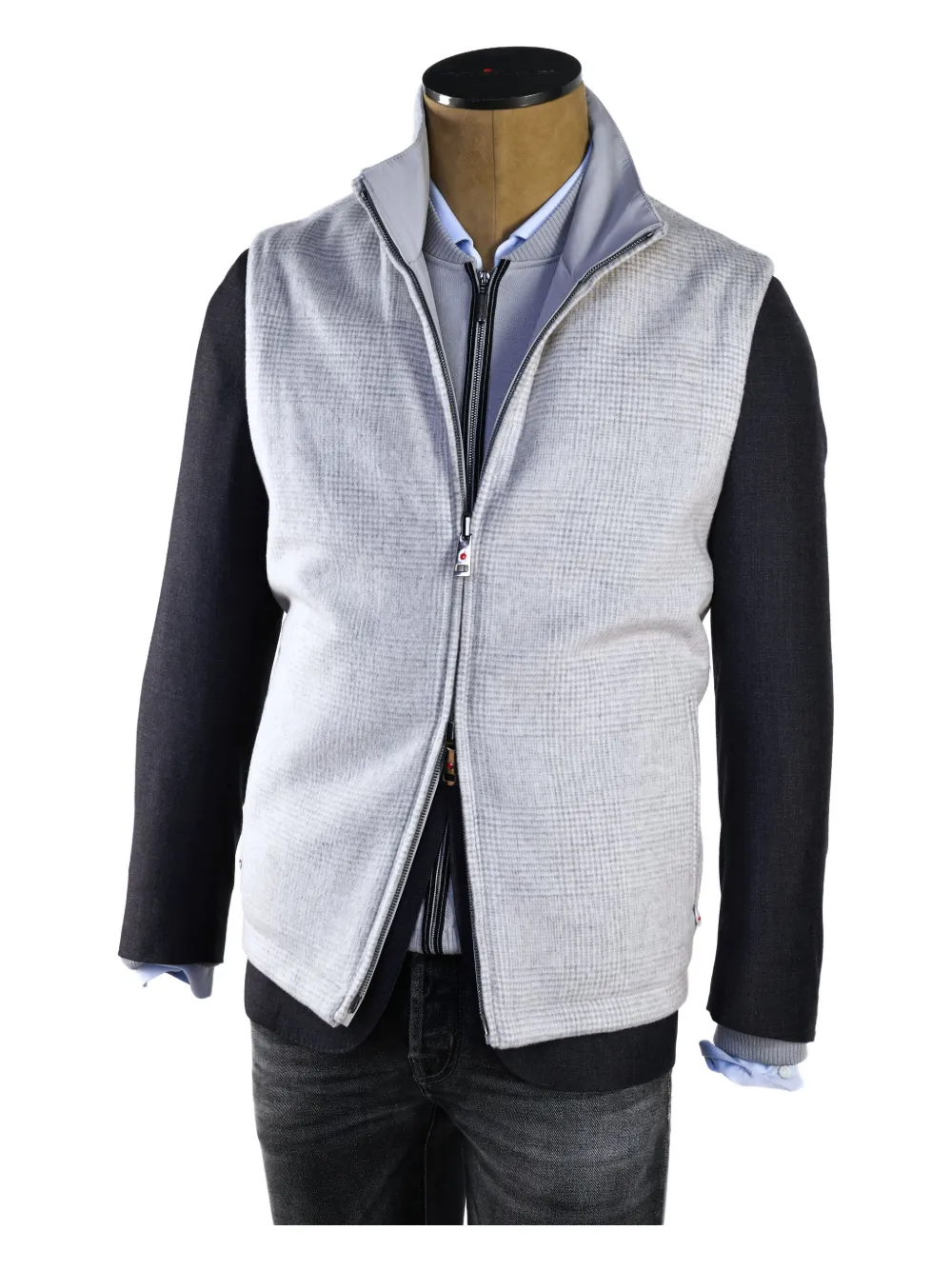 Kiton Gange omkeerbaar geruit gilet Grijs