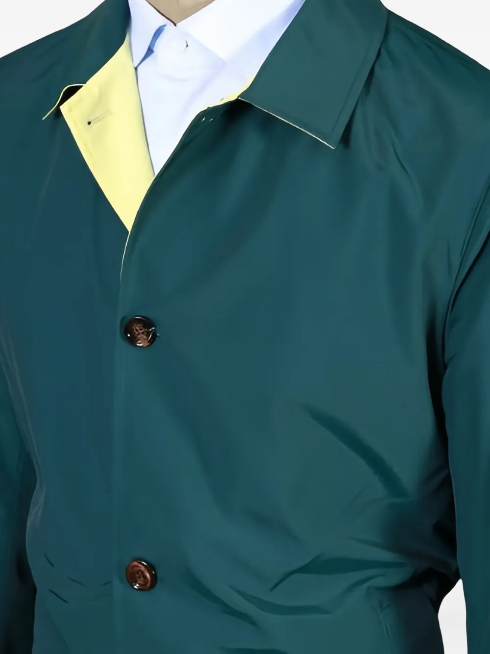 Kiton Omkeerbare regenjas met knopen Groen